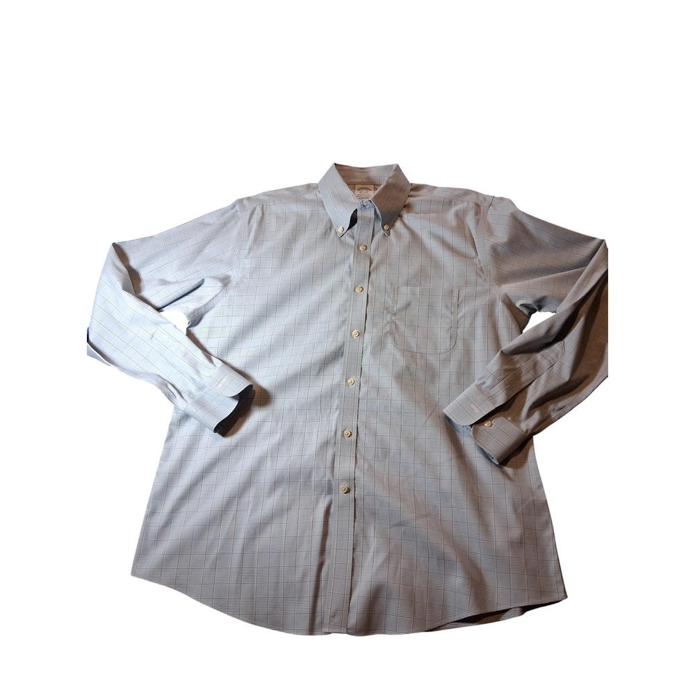Brooks Brothers Regent Fit Shirt 16.5 35 Blue Plaid Non-Iron Supima Cotton
